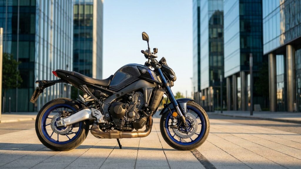 Motor de 890cc com unidade inercial de seis eixos, visual de robô japonês e pilotagem que intimida até quem veio de litro e a naked da Yamaha que redefiniu o que uma moto urbana pode entregar