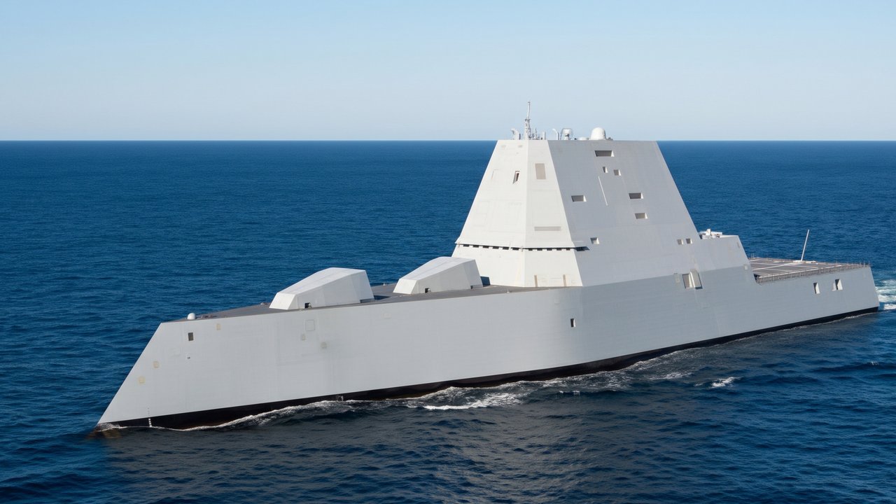 Com 15.000 toneladas e design que reduz a assinatura de radar, este navio furtivo aparece como um barco de pesca no radar