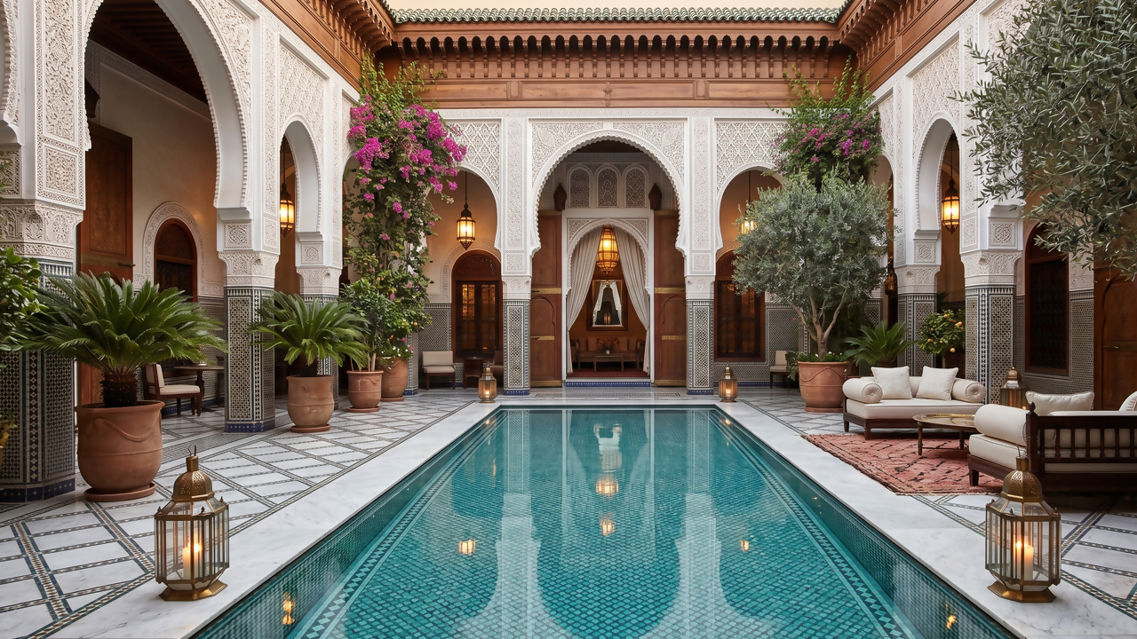 O suntuoso palácio de 53 riads em Marraquexe que conta com uma rede secreta de túneis subterrâneos para garantir a privacidade dos hóspedes