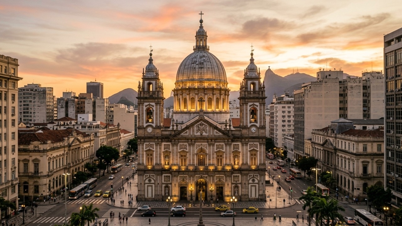 A monumental basílica com cúpula de mármore de 630 toneladas trazido de Lisboa que levou um século para ser concluída no Rio de Janeiro