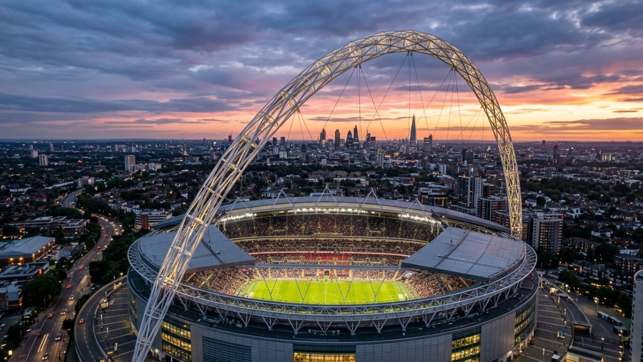 O colossal templo do futebol com um arco de aço de 134 metros de altura e capacidade para 90 mil torcedores na capital da Inglaterra