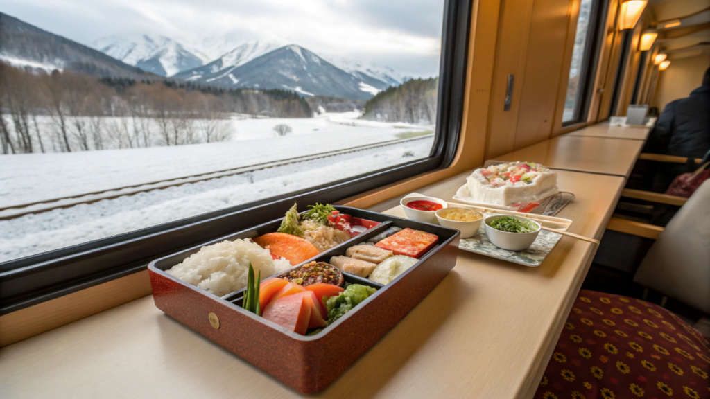 O Japão tem um trem que atravessa a maior floresta de faias virgens da Ásia com shows ao vivo e marmitas de frutos do mar servidas dentro dos vagões