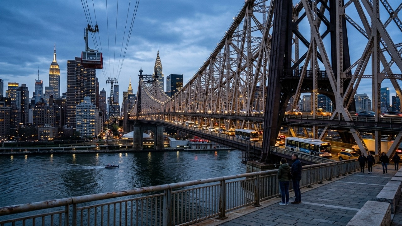 A imponente estrutura de aço de dois níveis com 1.135 metros de extensão que foi inaugurada em 1909 para conectar Manhattan ao Queens em Nova York