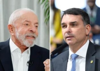 Lula e Flavio em montagem no primeiro plano.