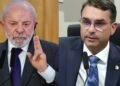 À esquerda, o presidente e candidato à reeleição, Lula. À direita, o candidato à presidencia da república, Flávio Bolsonaro.
