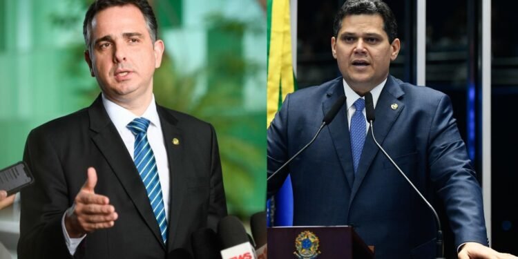 À esquerda, o ex-presidente do Senado, Rodrigo Pacheco. À direita o atual presidente do Senado Federal