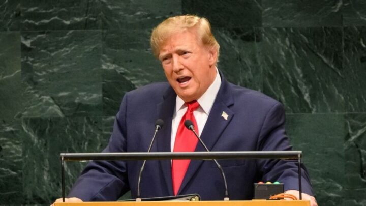 Presidente dos Estados Unidos, Donald Trump em discurso na Assembleia Geral da ONU.